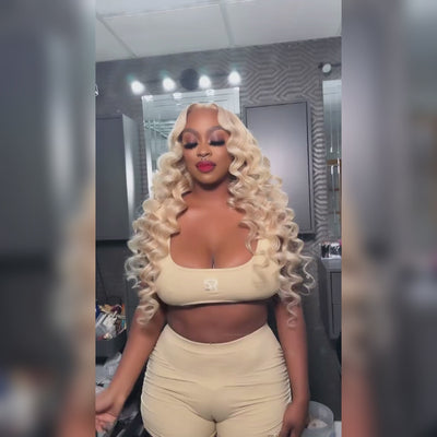 Hot Star Top 10A Retro Curl Blonde 250% Density 13x6 Lace Human Hair Wigs