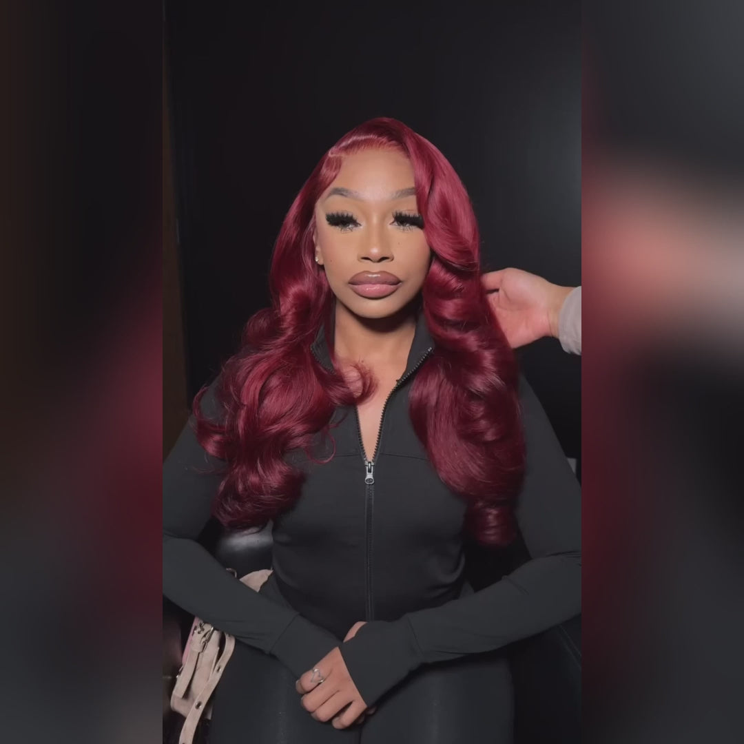 SUPER DEAL ! Hot Star 99J Burgundy HD Transparent 13x6 Lace Front Human Hair Wigs 6x5 Glueless Ready Go Wig Body Wave