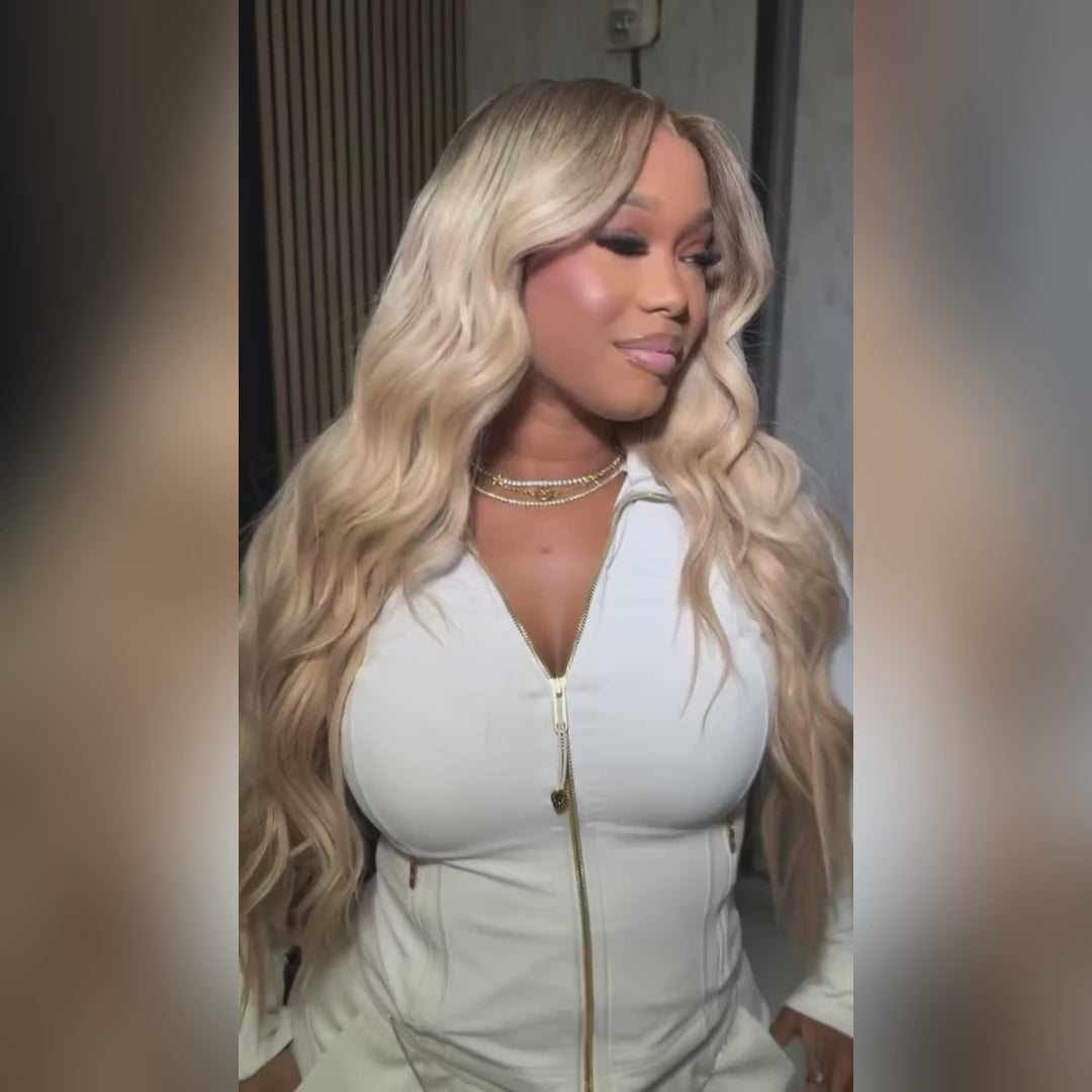 Hot Star Top 10A 250% Density Ombre Ash Blonde Colored 13x6 Lace Human Hair Wigs