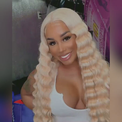 Hot Star 250% Density Blonde 613 Colored 13x6 Lace Front Human Hair Wigs Brazilian Deep Wave