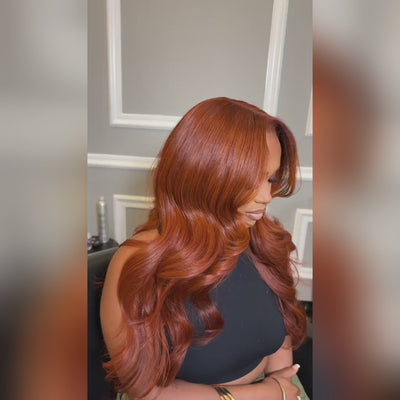 Hot Star Orange Brown Colored 5x5 13x6 Lace Front Closure 6x5 Glueless Ready To Go Human Hair Wigs