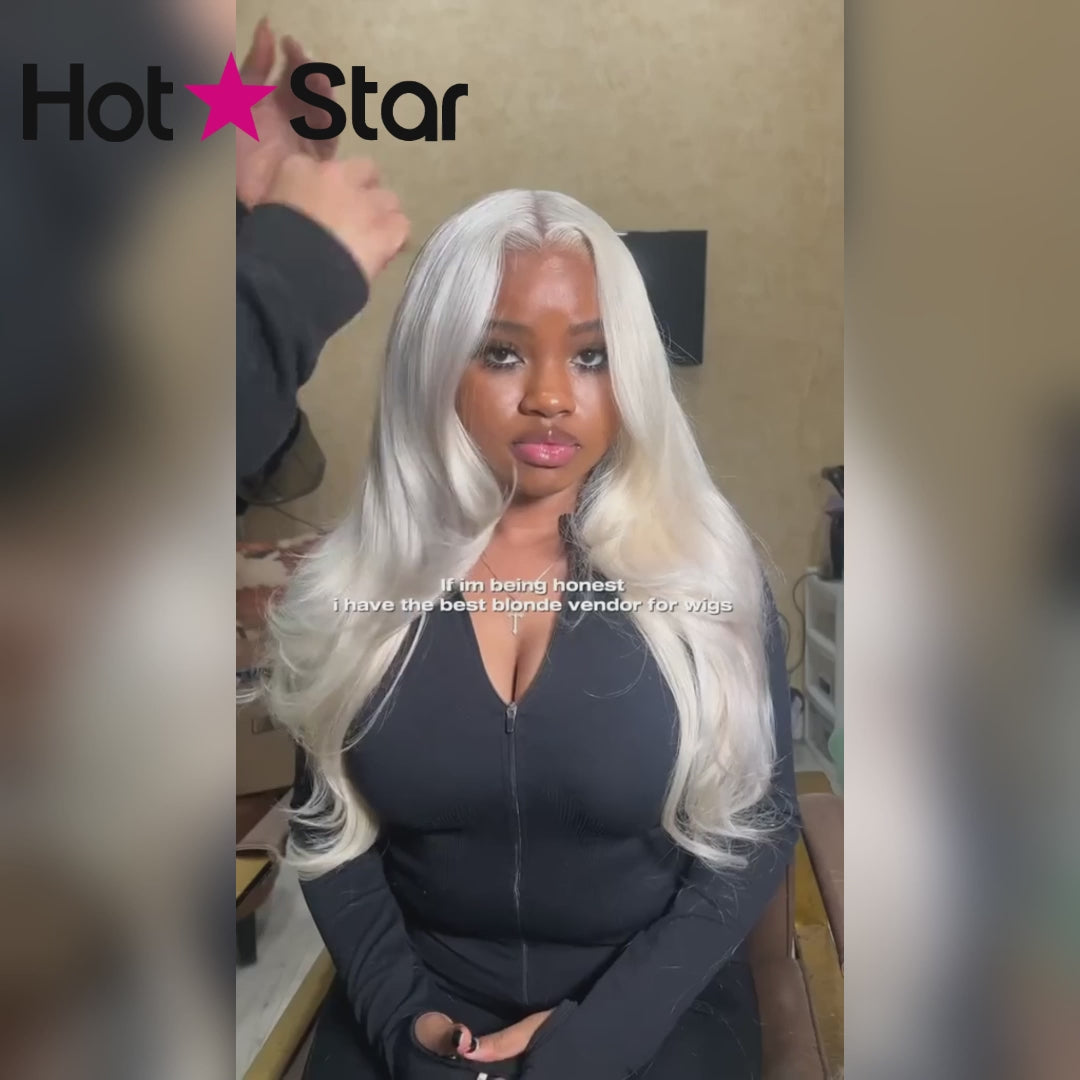 Hot Star Top 10A 250% Density Platinum Colored 13x6 Lace Human Hair Wigs