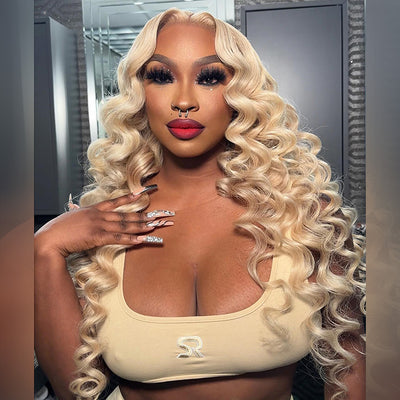 Hot Star Top 10A Retro Curl Blonde 250% Density 13x6 Lace Human Hair Wigs