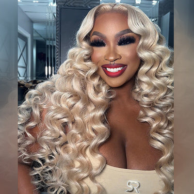 Hot Star Top 10A Retro Curl Blonde 250% Density 13x6 Lace Human Hair Wigs