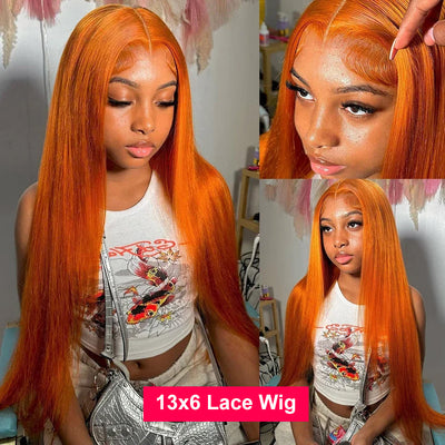 BOGO DEAL ! Hot Star Ginger Orange Colored 13x6 Lace Front Human Hair Wigs
