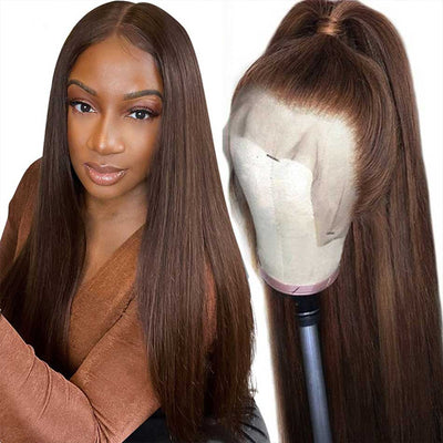 Bigekane and queenleora Recommend ! SUPER DEAL ! Hot Star Chocolate Brown Colored 13x4 HD Transparent Lace Front Human Hair Wigs For Women