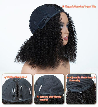 Hot Star Natural Curly Highlight Brown Colored Seamless V-Part Wig
