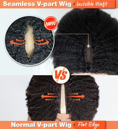 Hot Star Natural Curly Highlight Brown Colored Seamless V-Part Wig