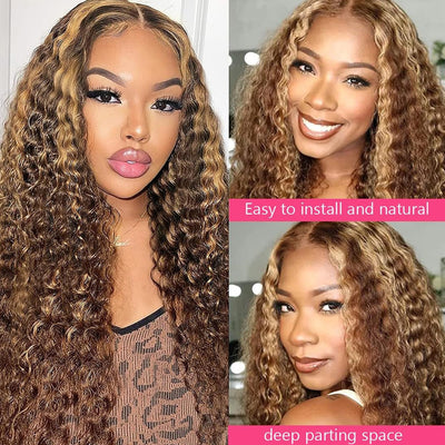 Hot Star 180% Density Highlight 4/27# Colored HD Transparent 5x5 13x6 Lace Closure Front Wig 6x4 Glueless Ready Go Human Hair Wig Water Wave