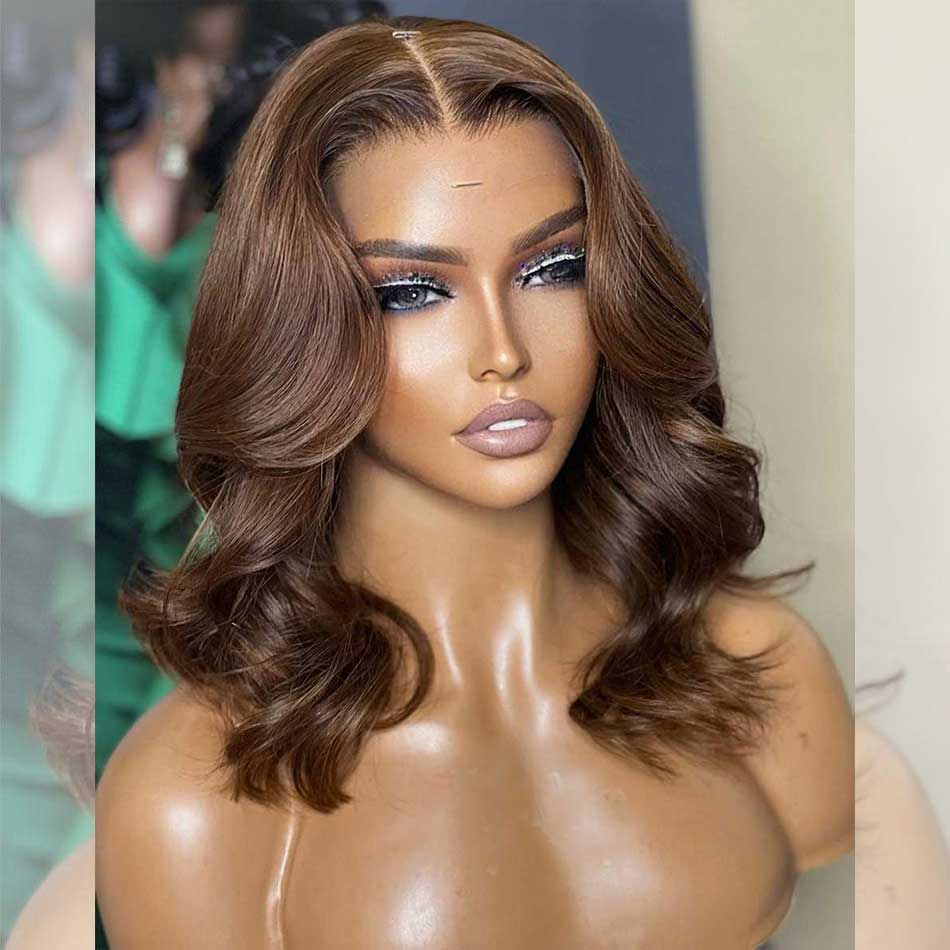Hot Star Elegant Chocolate Brown Short Bob Wigs Colored Human Hair Wigs