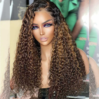 Hot Star Hairstylist Works 4x6 Glueless Closure 4x6 Ready To Go Human Hair Wigs Curly 13x6 Lace Front Mixed Ombre Brown Colored Wigs Full And Bouncy