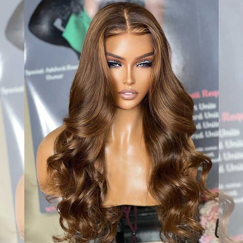 Hot Star Luxury 180% Honey Brown Colored 4x6 Glueless Lace Closure Ready To Go Human Hair Wigs