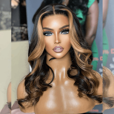 Hot Star 4x6 Glueless Lace Closure Ready To Go Human Hair Wigs Highlight Colored Wigs Chest Length