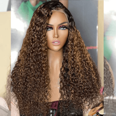 Hot Star Hairstylist Works 4x6 Glueless Closure 4x6 Ready To Go Human Hair Wigs Curly 13x6 Lace Front Mixed Ombre Brown Colored Wigs Full And Bouncy