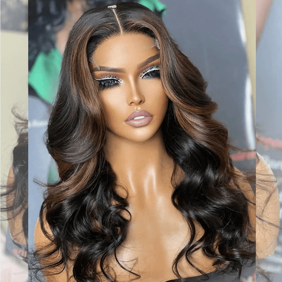 Hot Star Hairstylist Works 180% Density 4x6 Glueless Lace Closure Highlights Brown Colored Put On And Go Human Hair Wigs