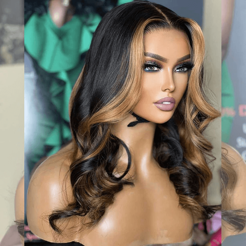 Hot Star 4x6 Glueless Lace Closure Ready To Go Human Hair Wigs Highlight Colored Wigs Chest Length