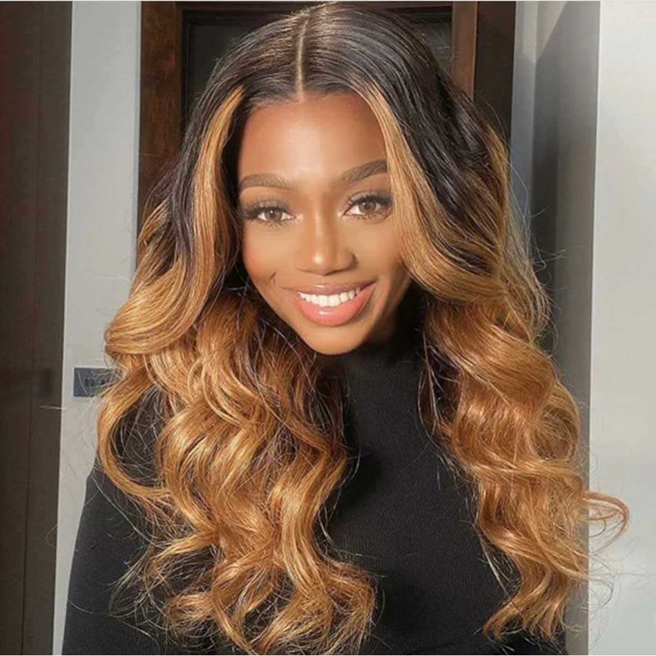 Hot Star Hairstylist Works 5x5 Lace Closure Human Hair Wigs Body Wave Highlight Ombre Colored Wigs