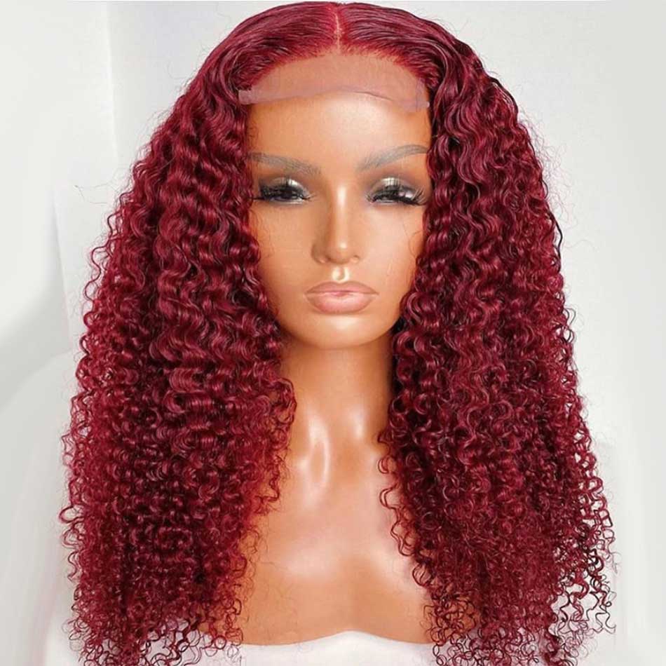 Hot Star Hairstylist Works 4x6 Lace Closure Wig Kinky Curly Red Colored Ready To Wear Human Hair Wigs