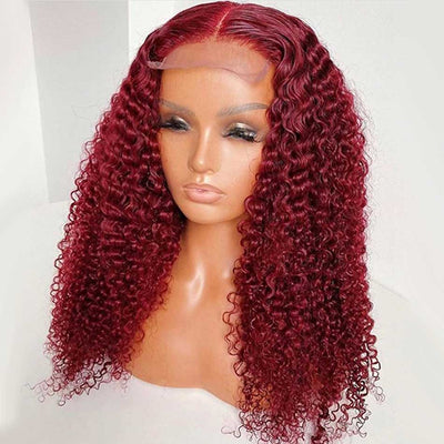 Hot Star Hairstylist Works 4x6 Lace Closure Wig Kinky Curly Red Colored Ready To Wear Human Hair Wigs