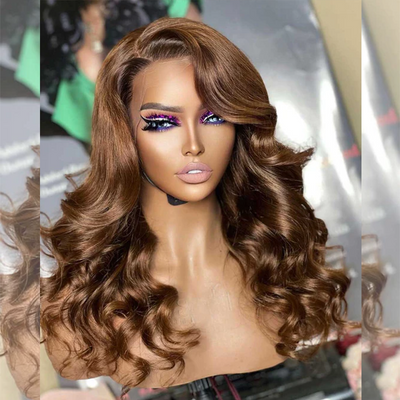 Hot Star Luxurious 180% Density HD Transparent 13x6 Lace Front Human Hair Wigs Honey Brown Colored Wigs Chest Length